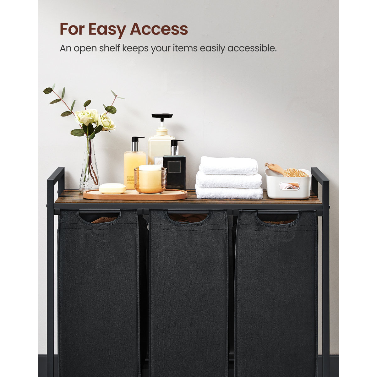 Laundry Hamper with 3 Pull-Out and Removable Bags